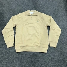LACOSTE Zip-Up High-Neck Sweatshirt Men's Size US S Beige