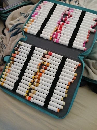 Ohuhu Alcohol Markers 216-color Double Tipped Brush & Chisel Refillable Markers