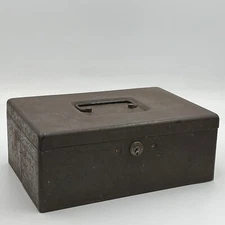 Antique Locked Steel Cash Box No Key Heavy Duty Green 4" x 9.5" x 7" Storage VTG