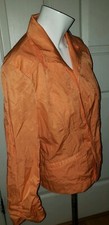 NWT Chicos Women's Orange Metallic Open Front Ruched Sleeves Blazer Jacket sz. 1