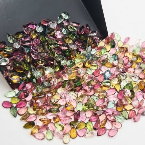 Natural Multi Tourmaline Pear Cut Loose Stone Lot 47 Pcs 3*5 MM 10 CT - Picture 7 of 8