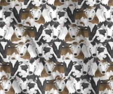 Rise With The Sun Cow Collage Farm  100% Cotton Fabric by half yard