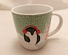 Starbucks Christmas Holiday Penguin 12 Oz Coffee Tea Cocoa Mug Winter Snow Trees