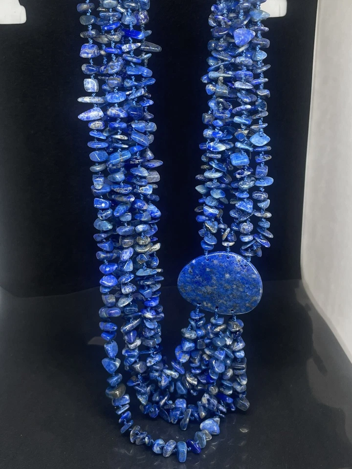 "Collar SAJEN Multi 6 Hilos Azul Lapislázuli Grueso Pesado Declaración 20"""