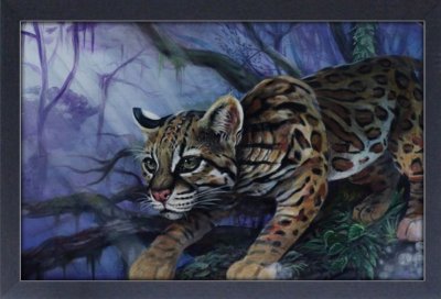 JAMES DANGER OCELOT 13x19 FRAMED GELCOAT POSTER ART TATTOO NATURE CATS BEAUTIFUL