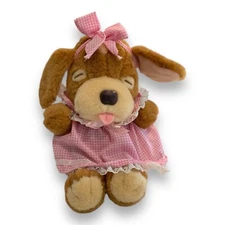 Sleeping Plush Dog Creative Concepts Non Non Hammock Vtg Girl Brown Pink Dress