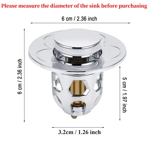 2 PCS Universal Bathroom Sink Stopper Pop-Up Drain Filter Wash Basin Core Bounce - Picture 2 of 9