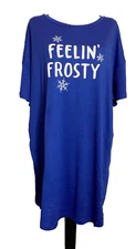SECRET TREASURES SLEEPSHIRT BLUE SCREENPRINT Knit Knee Length GOWN Sz L/XL