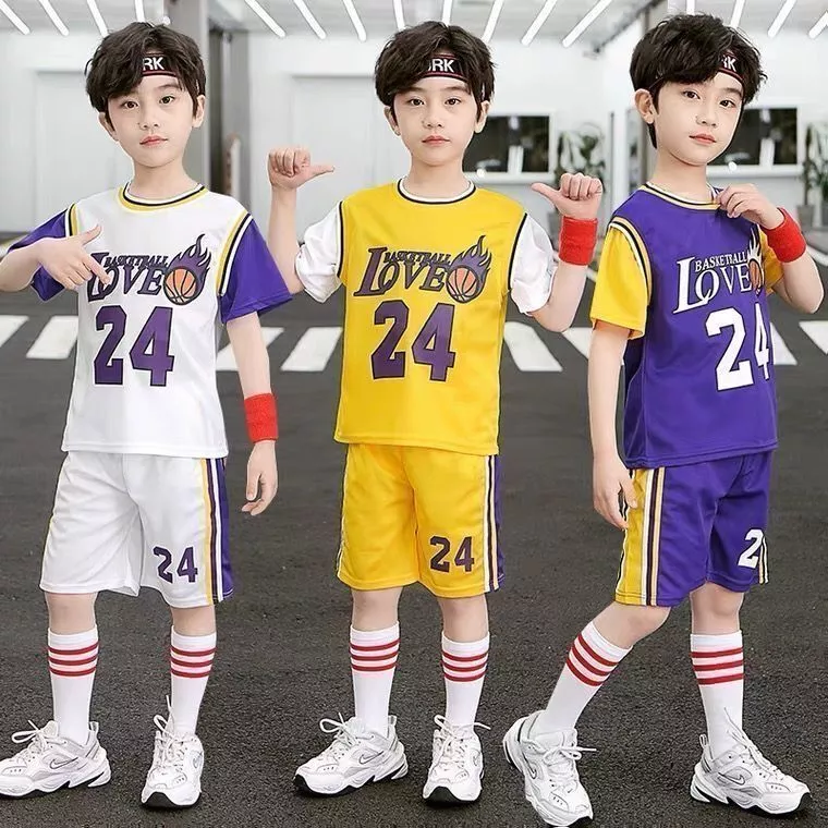 2Pcs Summer Boys Basketball Clothes Children Shorts Sleeve Quick Dry Sports  Sets