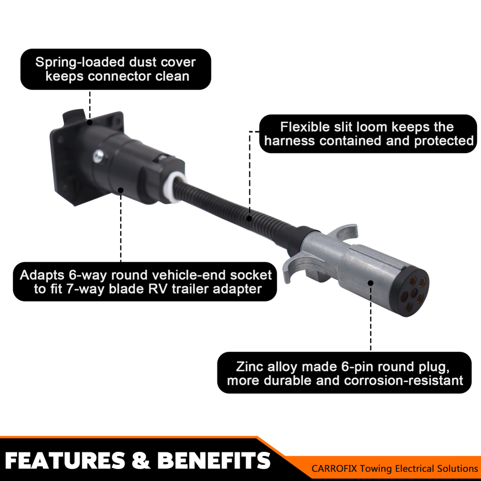 Uriah Products ADAPTOR Harness 7 Way Rv Rnd To 6Way Rnd In The Trailer Parts & Accessories Department At - Foto 12