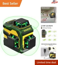 Self-Leveling 3x360° Laser Level with Remote Control and 8-Hour Battery