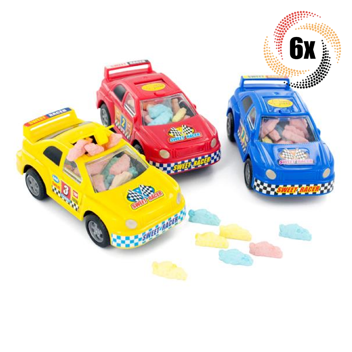 6x Cars Kidsmania Novelty Sweet Racer Assorted Candy Filled Car
