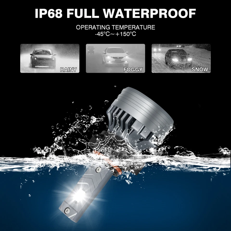 5202 H16 LED Fog Light Bulb 6000K for 2007-2015 Chevy Silverado 1500 White 3000W - Image 4 of 4