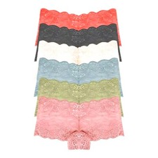 Lace Boy Short Lace Knickers Lingerie Underwear Briefs Women's Hipster 6 Pack