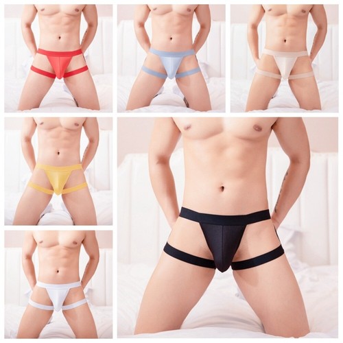 Men Hollow Out Underwear Briefs Sexy Bandage Thongs T-back Clubwear Sheer - Picture 1 of 30