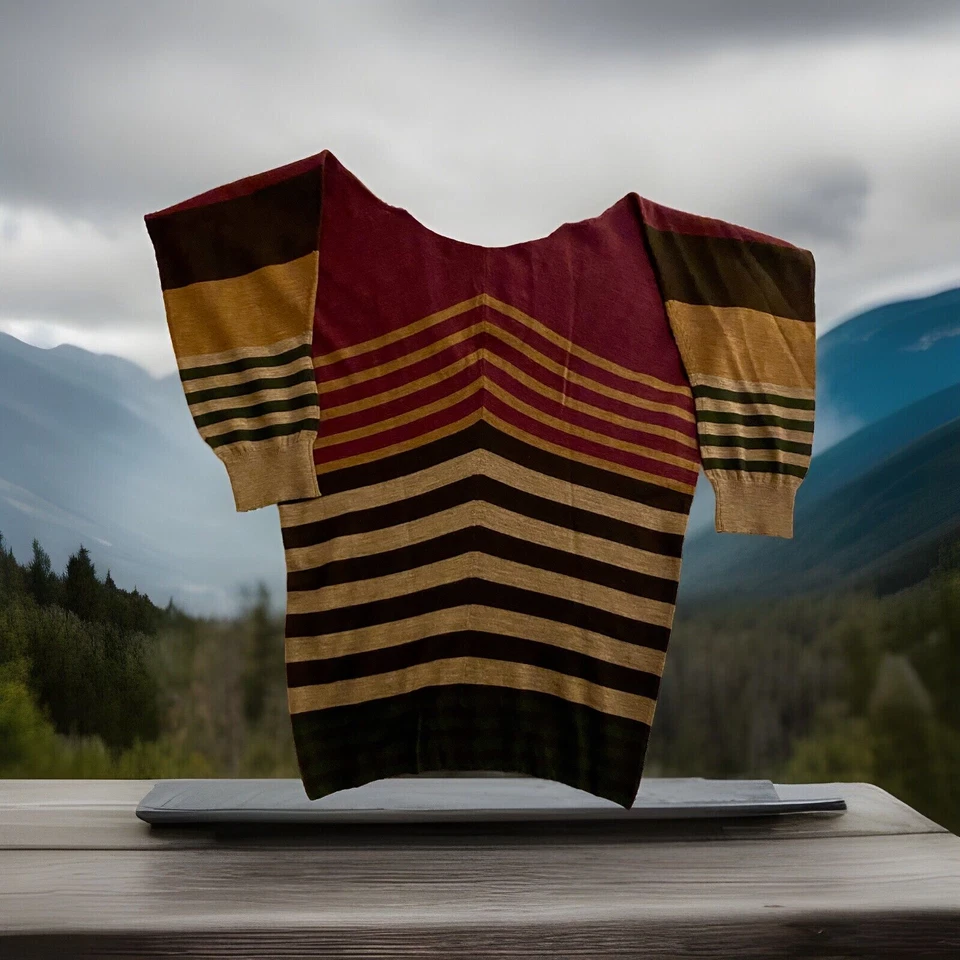 Suéter Usado Una Vez MARC JACOBS Rayas Polvoriento Marrón Melange Multi Lana Merino XS Foto 3 de 4