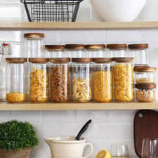 Glass Jars with Acacia lids for Food Storage Quality Borosilicate Glass Food Jar