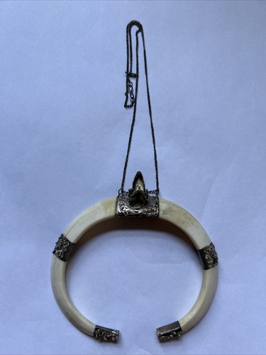 17- Pendant, Boar Tusk Pendant, Pig Tusk Pendant, Silver Necklace Pendant