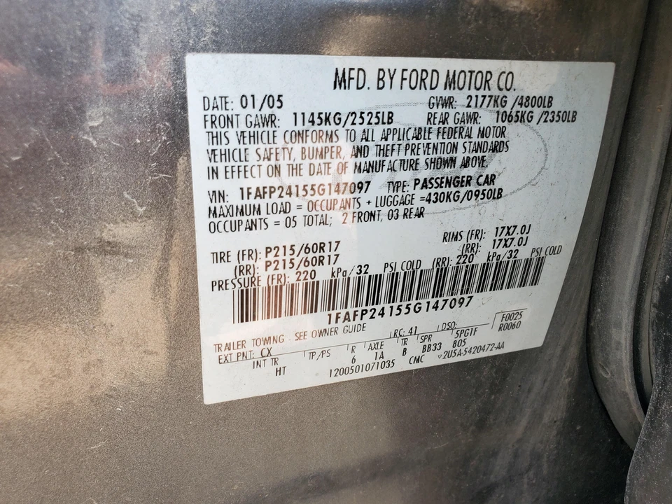 Barra/manija de agarre de techo interior delantera derecha (esquisto/gris) Ford Five Hundred 2005-2007 Foto 3 de 4