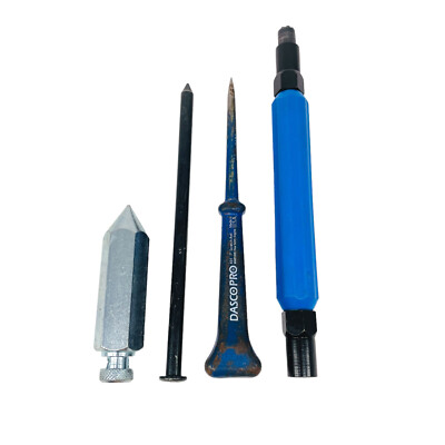 4Pc Dasco Pro and Assorted 431 Scratch Awl, Ounce Steel Plumb Bob and Can Wrench