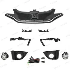 9PC For Honda FIT 2015-2017 EX Front Chrome Grill Headlight Brackets Fog Lights