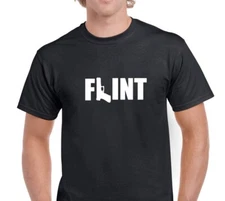 Flint Gun T-shirt Michigan Urban City Water Crisis Resist Trump Black Tee Shirt