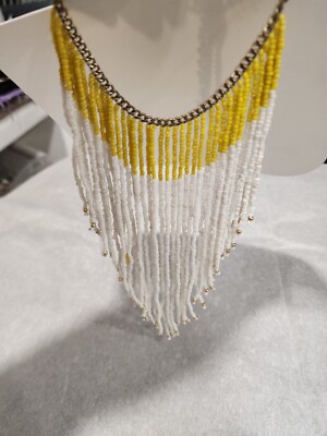JL- Joyce Leslie Beaded Necklace Yellow and White - NIP