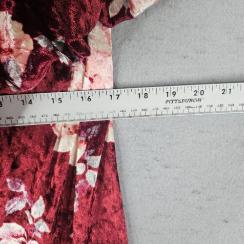 LulaRoe Dress Womens Size 2XL Red Floral Stretch Velour Off the Shoulder Flowy - Picture 2 of 8