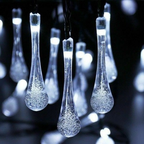 Solar Fairy String Lights 20-50 LED Raindrop Garden Christmas Tree Outdoor Lamp - Picture 15 of 27