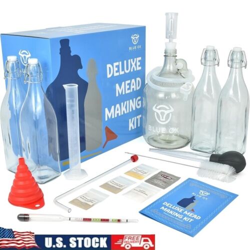 Deluxe Mead Making Kit W/ Hydrometer Yeast Nutrients Storage Bottles Supplies US