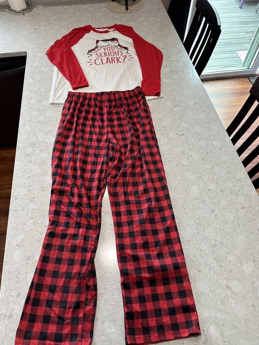 You Serious Clark? Christmas Pajamas Set Red Buffalo Check Men
