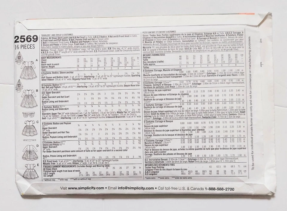 Simplicity Sewing Pattern 2569 Princess Dress Costumes Girls Sizes 4 6 8 Uncut - Image 2 of 4