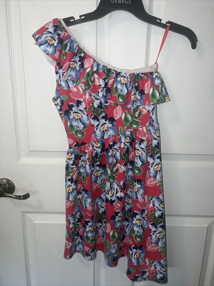 Vestido Abercrombie Niños Niñas Un Hombro Floral Alto-Bajo, Talla LG 14 Foto 3 de 4