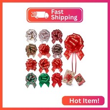 12 pcs Large Christmas Bows for Gift Wrapping,5 inch Wide Xmas Pull Bows for Pre