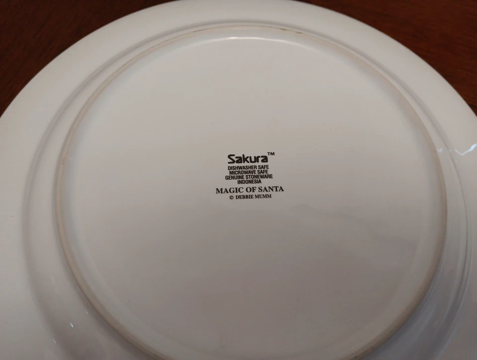 Juego de 2 platos de cena vintage 1996 Sakura Magic Of Santa Debbie Mumm 103/4"  Foto 4 de 4