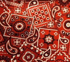 Red Bandana Cotton Fabric 44 Wide By The Yard Paisley Western Print Sewing Mate