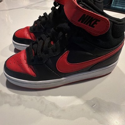 Nike Men's High Top Lace Up Hook & Loop Athletic Sneakers Colorblock Black Red