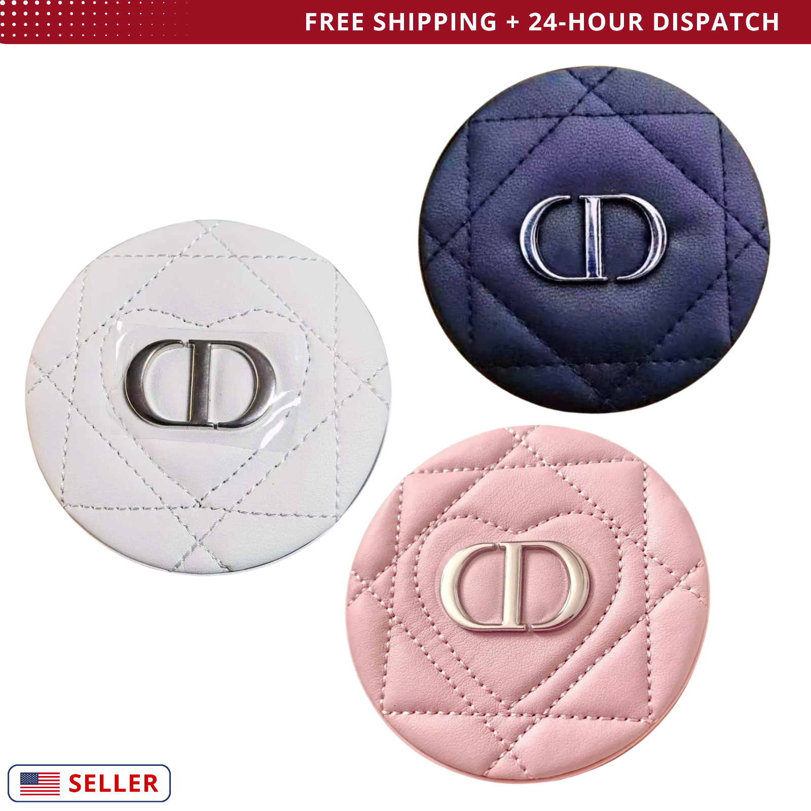 Makeup Mirror Dior Monogram Embossed – Compact, Portable & Travel-Friendly-image