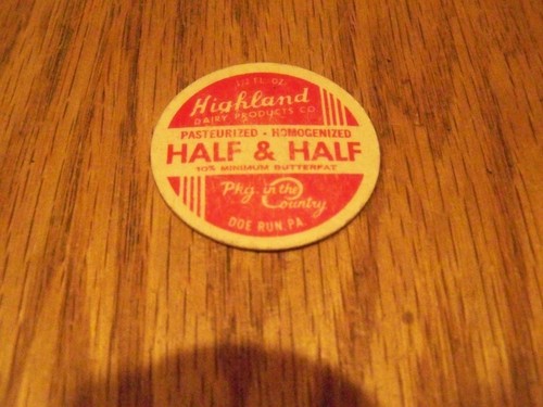 HIGHLAND DAIRY PRODUCTS CO. DOE RUN PENNSYLVANIA MILK BOTTLE CAP DAIRY,,