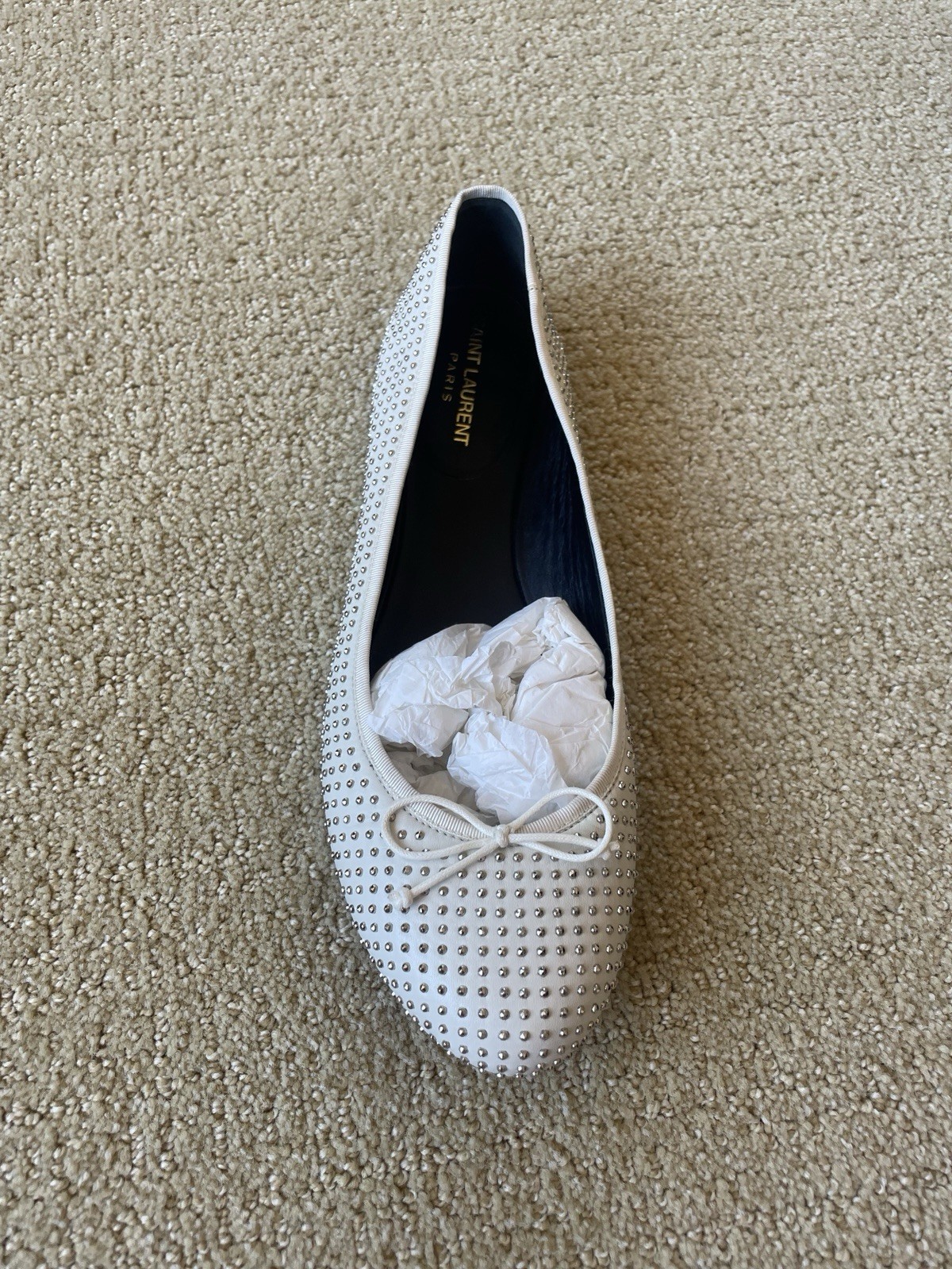 Ballerine Yves Saint Laurent borchie argento pelle taglia EU40 con scatola