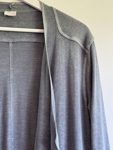 Poetry Grey Cotton & Hemp Summer Long Sleeve Waterfall Cardigan Pockets Size 8 - Picture 2 of 7