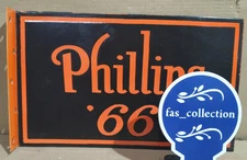 Phillips 66 Porcelain Enamel Sign  18 x 10 Inches 2 Sided