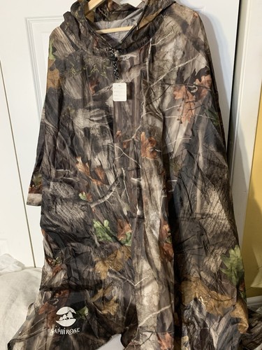 SaphiRose Hooded Rain Poncho Light Weight Raincoat Jacket Camo
