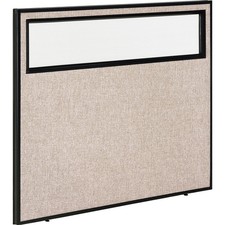 Office Partition Panel With Partial Window 48-1/4"W x 42"H Tan