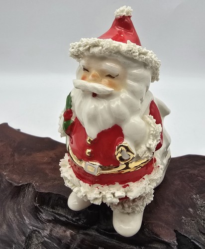Vintage Napco Spaghetti Weihnachten Weihnachtsmann & Tasche Figur Keramik Japan