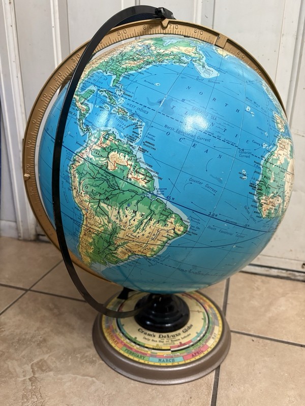 VTG CRAMS DELUXE GLOBE WITH AUTOMATIC SUN RAY AND SEASON INDICATOR 16" GLOBE 22"