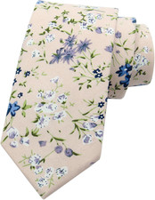 Men Skinny Tie Cotton Floral Necktie for Wedding Groomsmen Tie