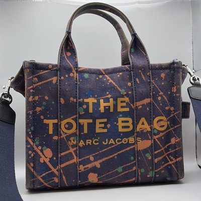MARC JACOBS The Tote Bag 2Way Canvas Purple Orange Paint Splatter