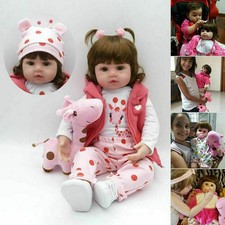 18" Realistic Reborn Baby Dolls Girl Vinyl Silicone Handmade Newborn Doll Gifts