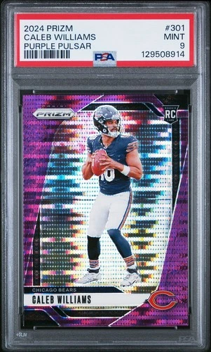 2024 Panini Prizm Rookies Caleb Williams #301 Purple Pulsar Prizm (RC) PSA 9